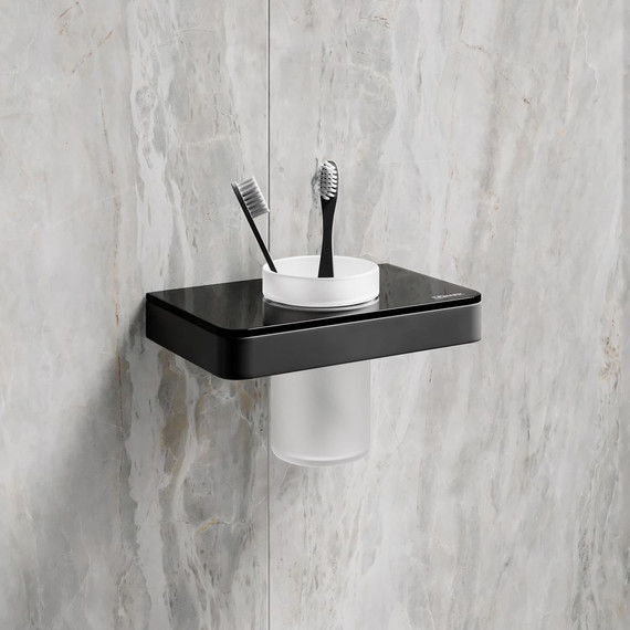 Стакан для зубных щеток Lemark Glass line 9732036, чёрный матовый/чёрное стекло - 2 Стакан для зубных щеток Lemark Glass line 9732036, чёрный матовый/чёрное стекло фото 2