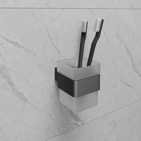 Стакан для зубных щеток Lemark Smooth line 9736015, графит - 2 Стакан для зубных щеток Lemark Smooth line 9736015, графит фото 2