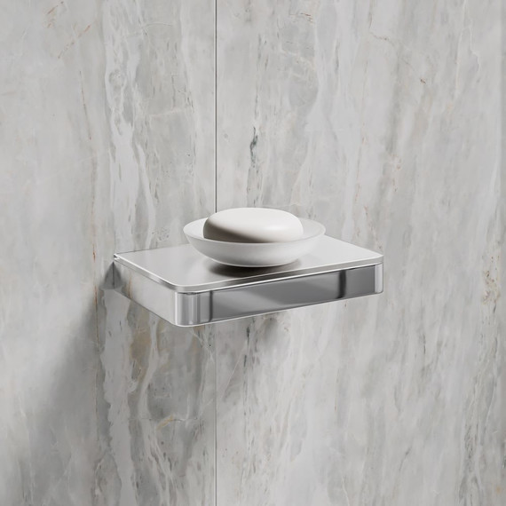 Мыльница Lemark Glass line 9741037, хром/белое стекло - 2 Мыльница Lemark Glass line 9741037, хром/белое стекло фото 2