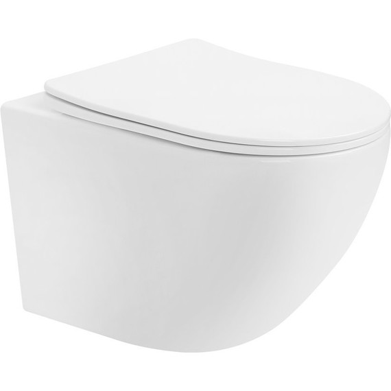 Унитаз подвесной безободковый Abber Bequem AC1100T с тонкой крышкой микролифт (Система смыва торнадо), Цвет производителя: белый - 2 Унитаз подвесной безободковый Abber Bequem AC1100T с тонкой крышкой микролифт (Система смыва торнадо), Цвет производителя: белый фото 2