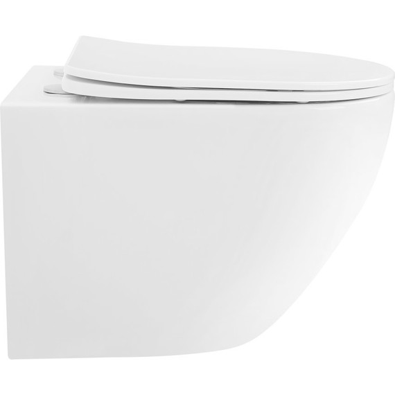 Унитаз подвесной безободковый Abber Bequem AC1100T с тонкой крышкой микролифт (Система смыва торнадо), Цвет производителя: белый - 6 Унитаз подвесной безободковый Abber Bequem AC1100T с тонкой крышкой микролифт (Система смыва торнадо), Цвет производителя: белый фото 6