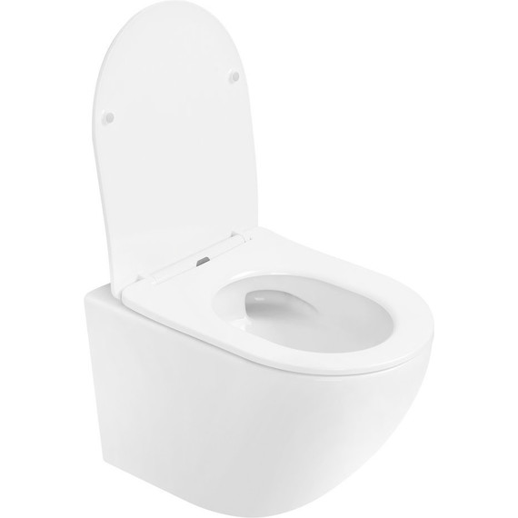 Унитаз подвесной безободковый Abber Bequem AC1100T с тонкой крышкой микролифт (Система смыва торнадо), Цвет производителя: белый - 7 Унитаз подвесной безободковый Abber Bequem AC1100T с тонкой крышкой микролифт (Система смыва торнадо), Цвет производителя: белый фото 7
