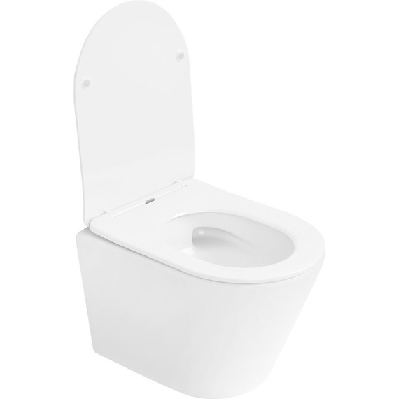 Унитаз подвесной безободковый Abber Bequem AC1102T с тонкой крышкой микролифт (Система смыва торнадо), Цвет производителя: белый - 7 Унитаз подвесной безободковый Abber Bequem AC1102T с тонкой крышкой микролифт (Система смыва торнадо), Цвет производителя: белый фото 7