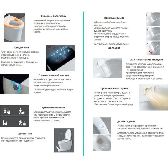 Электронный импульсный унитаз-биде Abber Bequem AC1119S с крышкой микролифт фото 11