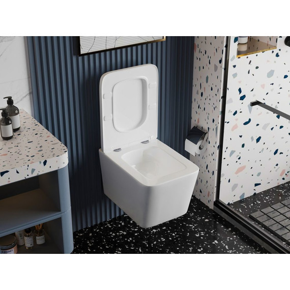 Унитаз подвесной безободковый Abber Rechteck AC1201T с тонкой крышкой микролифт (Система смыва торнадо) - 5 Унитаз подвесной безободковый Abber Rechteck AC1201T с тонкой крышкой микролифт (Система смыва торнадо) фото 5