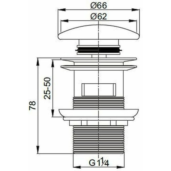 Донный клапан Cezares CZR-SAT7-NERO, чёрный фото 2