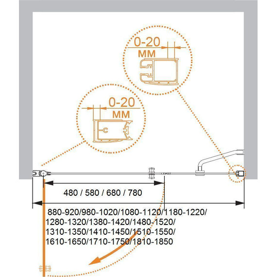 Душевая дверь Cezares 153 см ELENA-W-B-11-90+70-C-Cr, хром/прозрачное - 5 Душевая дверь Cezares 153 см ELENA-W-B-11-90+70-C-Cr, хром/прозрачное фото 5