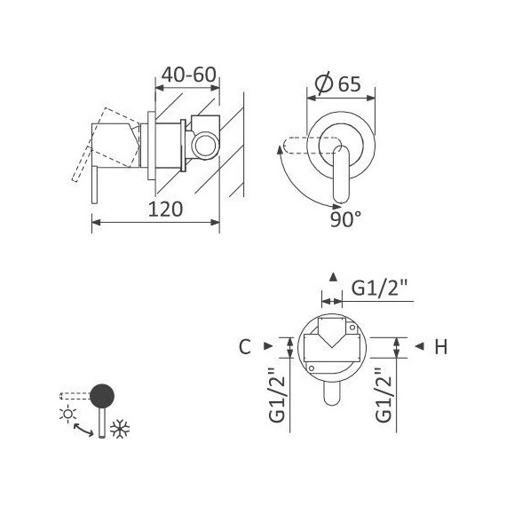 Смеситель для душа Cezares LEAF-DIM-L-01 - 4 Смеситель для душа Cezares LEAF-DIM-L-01 фото 4