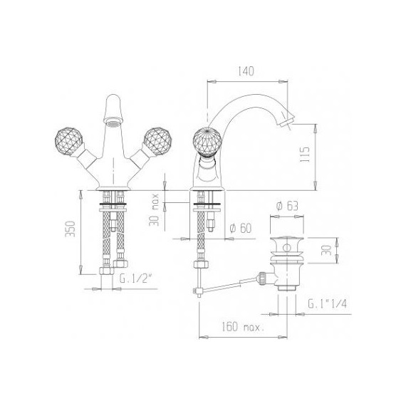 Смеситель для раковины Cezares LORD-LS1-02, бронза, Цвет производителя: бронза - 2 Смеситель для раковины Cezares LORD-LS1-02, бронза, Цвет производителя: бронза фото 2