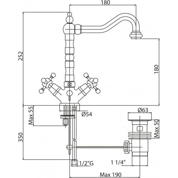 Смеситель для раковины Cezares LORD-LS2-02, бронза, Цвет производителя: бронза - 2 Смеситель для раковины Cezares LORD-LS2-02, бронза, Цвет производителя: бронза фото 2