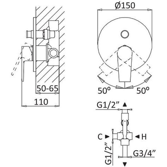 Смеситель для душа Cezares NAUTIC-VDIM-BIO, белый матовый, Цвет производителя: белый матовый фото 2