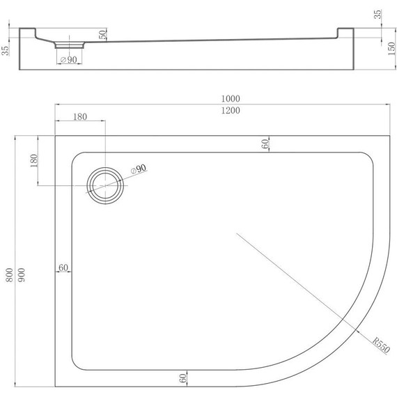 Поддон Veconi 120x80 см TZ55LB-12080-C5 L, чёрный фото 2