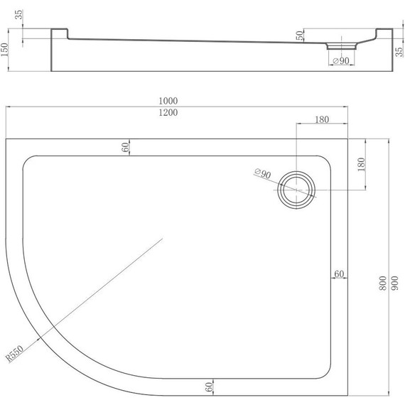 Поддон Veconi 120x80 см TZ55R-12080-C5 R фото 2
