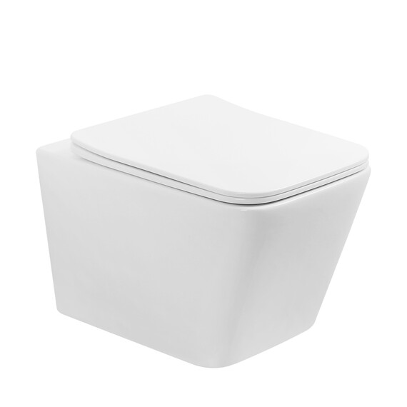 Унитаз подвесной безободковый Abber Rechteck AC1201T с тонкой крышкой микролифт (Система смыва торнадо) фото 2