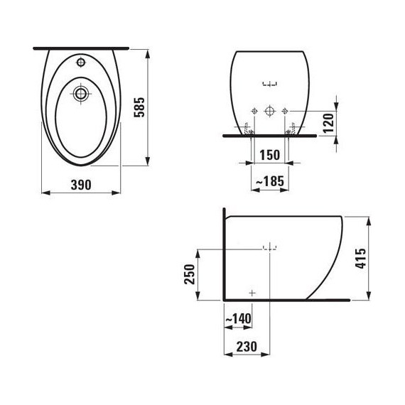 Биде напольное Laufen ILBAGNOALESSI ONE 8.3297.1.400.304.1 фото 3