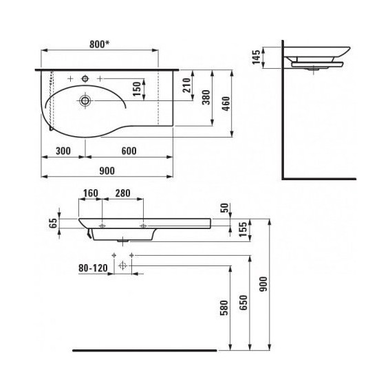 Раковина подвесная LAUFEN PALACE 90 см 8.1670.2.000.104.1 - 4 Раковина подвесная LAUFEN PALACE 90 см 8.1670.2.000.104.1 фото 4