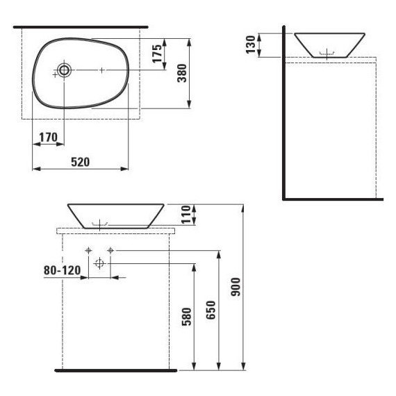 Раковина-чаша Laufen Palomba 52 см 8.1680.2.000.112.1 фото 4
