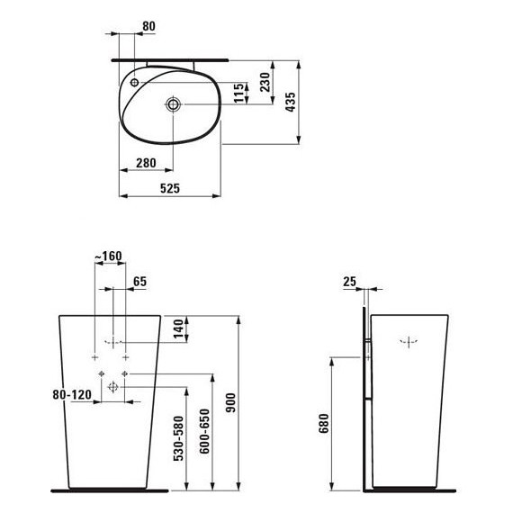 Раковина напольная LAUFEN Palomba 52,5 см 8.1180.4.000.104.1 фото 6
