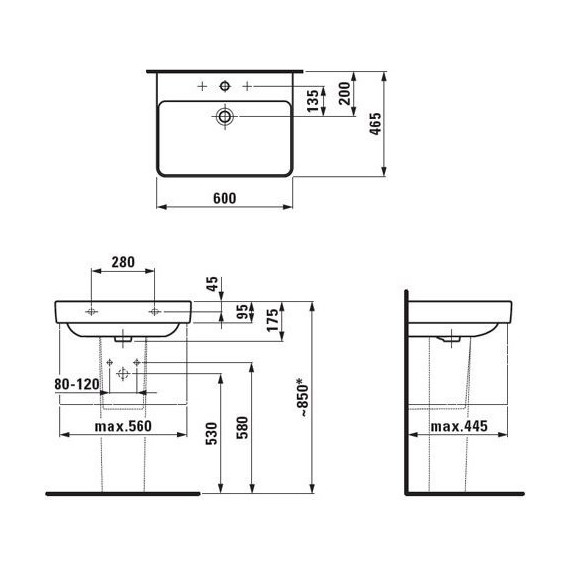 Раковина подвесная Laufen PRO S 60 см 8.1096.3.000.104.1 - 5 Раковина подвесная Laufen PRO S 60 см 8.1096.3.000.104.1 фото 5