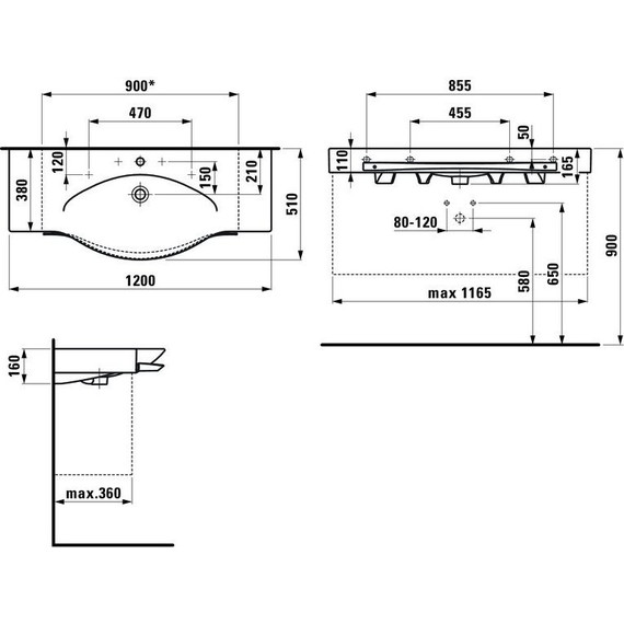 Раковина подвесная Laufen PALACE 120 см 8.1270.4.000.104.1 фото 3