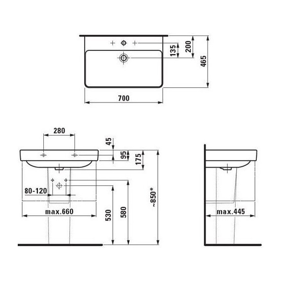 Раковина подвесная Laufen PRO S 70 см 8.1096.7.000.104.1 - 5 Раковина подвесная Laufen PRO S 70 см 8.1096.7.000.104.1 фото 5