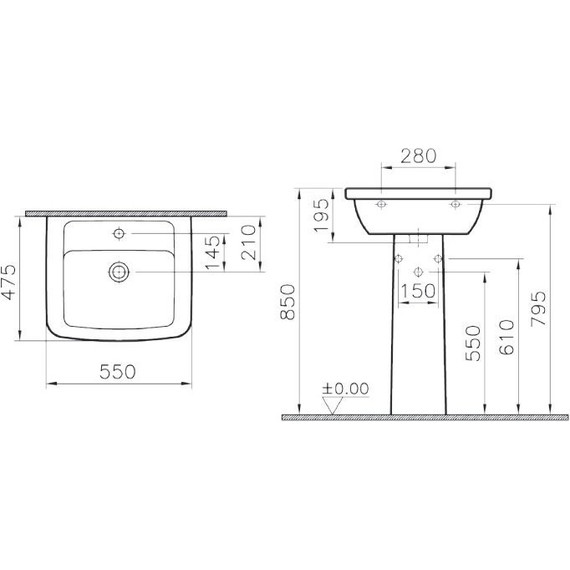Раковина подвесная с пьедесталом Vitra FORM 300 55 см 9602B003-7650 - 3 Раковина подвесная с пьедесталом Vitra FORM 300 55 см 9602B003-7650 фото 3