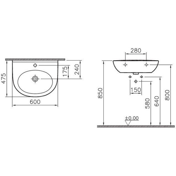 Раковина подвесная Vitra Zentrum 60 см 5786B003-0001 - 6 Раковина подвесная Vitra Zentrum 60 см 5786B003-0001 фото 6