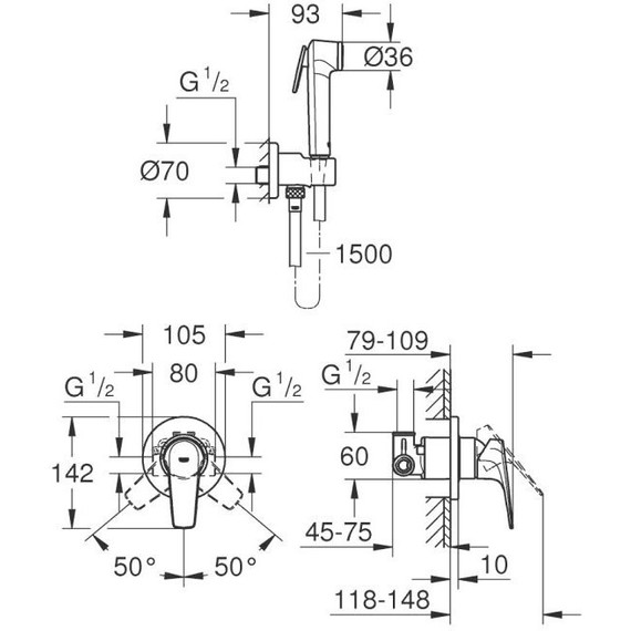 Набор для гигиенического душа Grohe BauFlow 29328000 фото 3