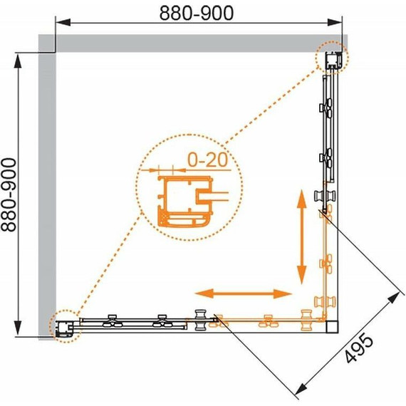 Душевое ограждение Cezares 90х90 см ANIMA-W-A-2-90-C-Cr-IV, хром/прозрачное фото 4