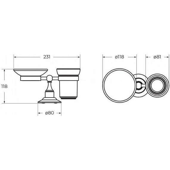 Стакан с мыльницей Cezares APHRODITE-STTP-03/24, цвет золото - 2 Стакан с мыльницей Cezares APHRODITE-STTP-03/24, цвет золото фото 2