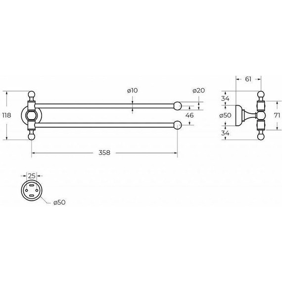 Держатель для полотенца Cezares 39 см APHRODITE-TD09-03/24-M, цвет золото - 2 Держатель для полотенца Cezares 39 см APHRODITE-TD09-03/24-M, цвет золото фото 2