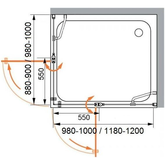 Душевое ограждение Cezares 120х100 см ELENA-W-AH-2-120/100-C-Cr, хром/прозрачное фото 5