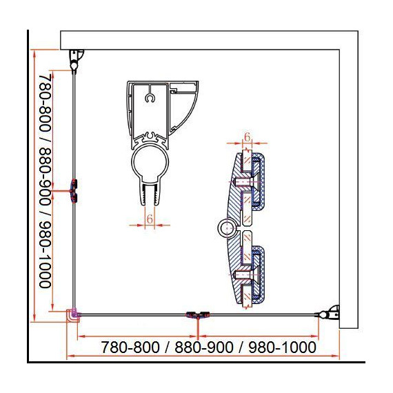 Душевое ограждение Cezares 80х90 см ELENA-W-ASH-2-80/90-C-Cr, хром/прозрачное фото 5