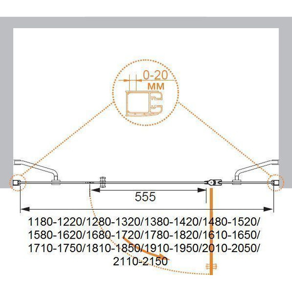 Душевая дверь Cezares 175 см ELENA-W-B-13-80+60/40-C-Cr, хром/прозрачное - 6 Душевая дверь Cezares 175 см ELENA-W-B-13-80+60/40-C-Cr, хром/прозрачное фото 6