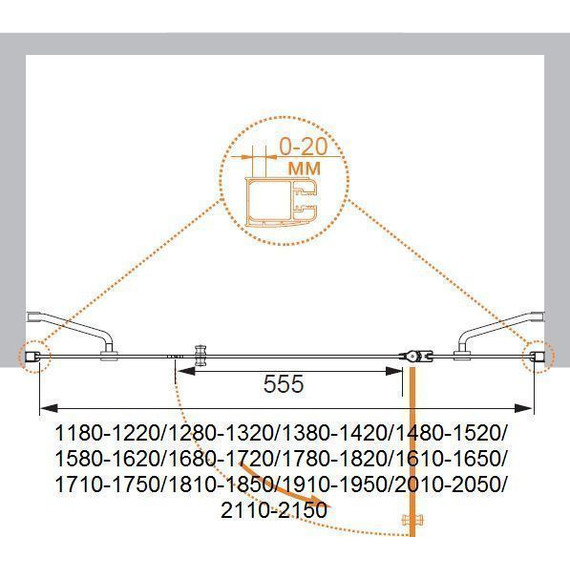 Душевая дверь Cezares 195 см ELENA-W-B-13-80+60/60-C-Cr, хром/прозрачное - 6 Душевая дверь Cezares 195 см ELENA-W-B-13-80+60/60-C-Cr, хром/прозрачное фото 6