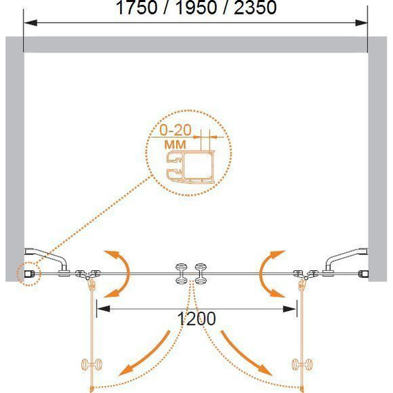 Душевая дверь Cezares 235 см ELENA-W-B-22-240-P-Cr, хром/матовое фото 7