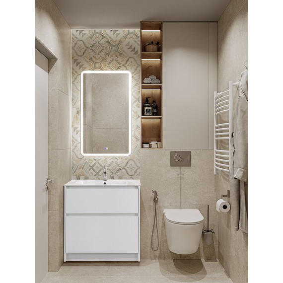 Тумба напольная с раковиной Cezares 80 см KRAFT-800-2C-PIA-BO (раковина LOV-800-LVB) bianco opaco фото 5