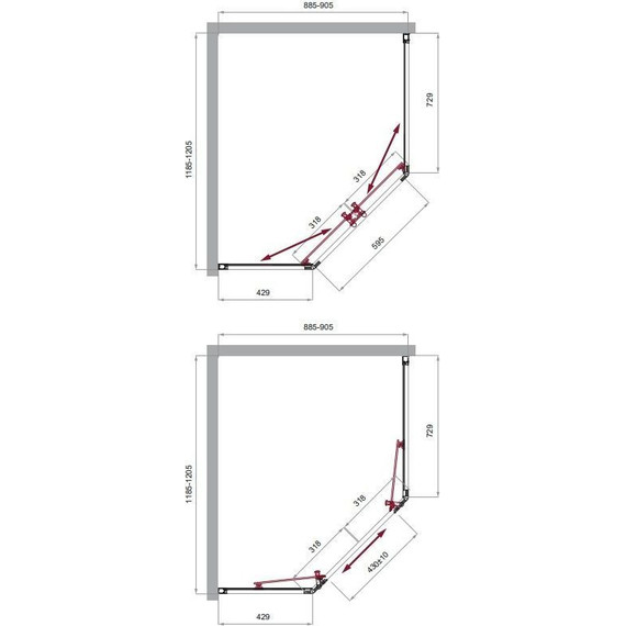 Душевое ограждение BelBagno 120x90 см UNO-195-PH-2-120/90-C-Cr, хром/прозрачное фото 3