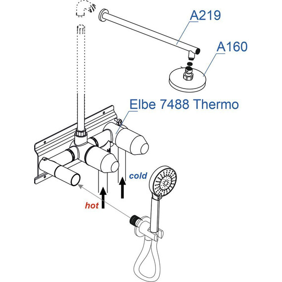 Душевая система для душа с термостатом WasserKraft A16160 Thermo, чёрный фото 3
