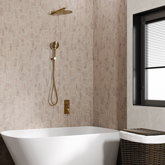 Душевая система для душа WasserKraft A71207, золото глянцевое фото 3