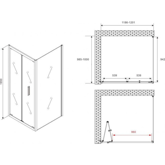 Душевое ограждение Abber Sonnenstrand 120х100 см AG07120B-S100B, чёрный/прозрачное фото 5