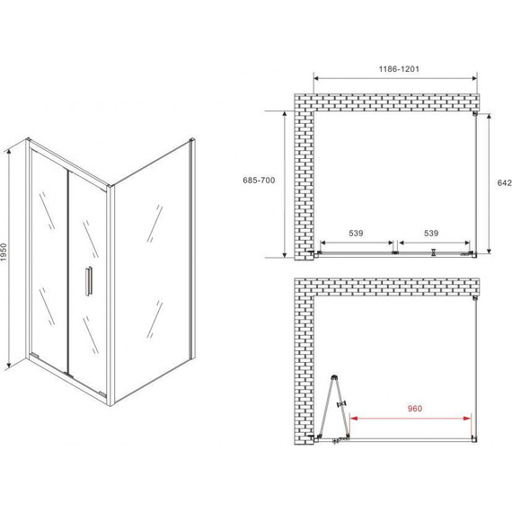 Душевое ограждение Abber Sonnenstrand 120х70 см AG07120B-S70B, чёрный/прозрачное фото 5