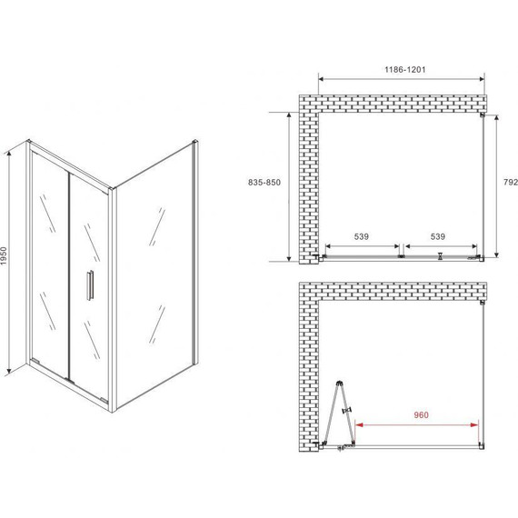 Душевое ограждение Abber Sonnenstrand 120х85 см AG07120B-S85B, чёрный/прозрачное фото 5