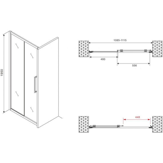 Душевая дверь Abber Schwarzer Diamant 110 см AG30110BMH, чёрный/матовое - 5 Душевая дверь Abber Schwarzer Diamant 110 см AG30110BMH, чёрный/матовое фото 5