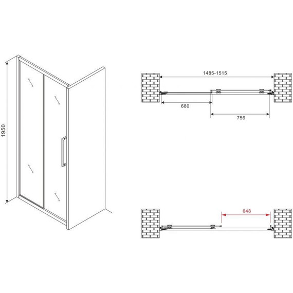 Душевая дверь Abber Schwarzer Diamant 150 см AG30150BMH, чёрный/матовое - 5 Душевая дверь Abber Schwarzer Diamant 150 см AG30150BMH, чёрный/матовое фото 5