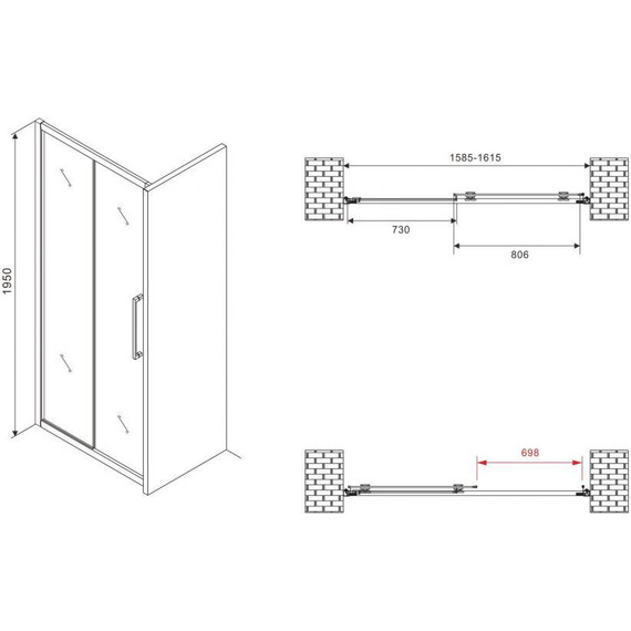 Душевая дверь Abber Schwarzer Diamant 160 см AG30160BMH, чёрный/матовое - 5 Душевая дверь Abber Schwarzer Diamant 160 см AG30160BMH, чёрный/матовое фото 5