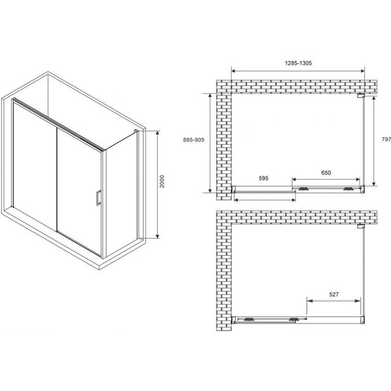 Душевое ограждение Abber Komfort 130х90 см AG93130B-S92B (стекло 8 мм) чёрный/прозрачное фото 3