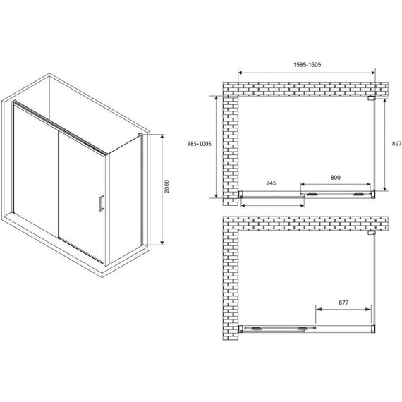 Душевое ограждение Abber Komfort 160х100 см AG93160-S102 (стекло 8 мм) хром/прозрачное фото 3