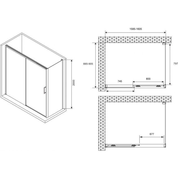 Душевое ограждение Abber Komfort 160х90 см AG93160-S92 (стекло 8 мм) хром/прозрачное фото 3