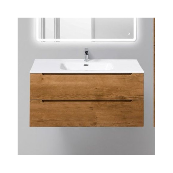 Тумба подвесная с раковиной BelBagno 100 см ETNA-1000-2C-SO-RN-P (раковина LOV-1000-LVB) Rovere Nature, Цвет фасада: Rovere Nature фото 